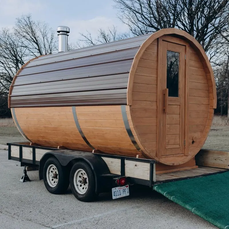 The mobile sauna trailer parked in Perrysburg
